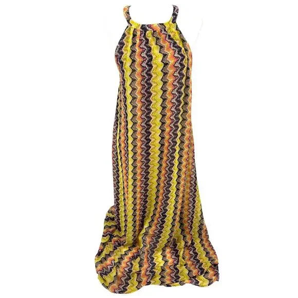 Bar III Dresses Bar Iii Womens L Halter Orange Green